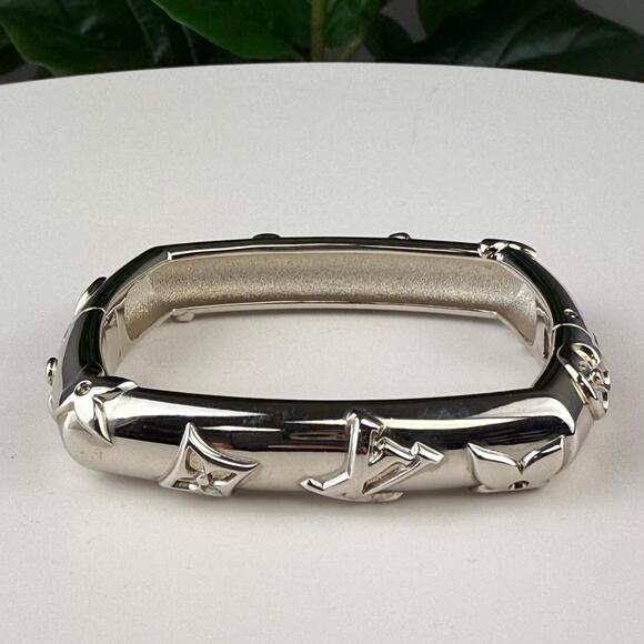 💎✨Authentic Louis Vuitton Brass Family Bangle S Silver 6 3/4" - Picture 1 of 4